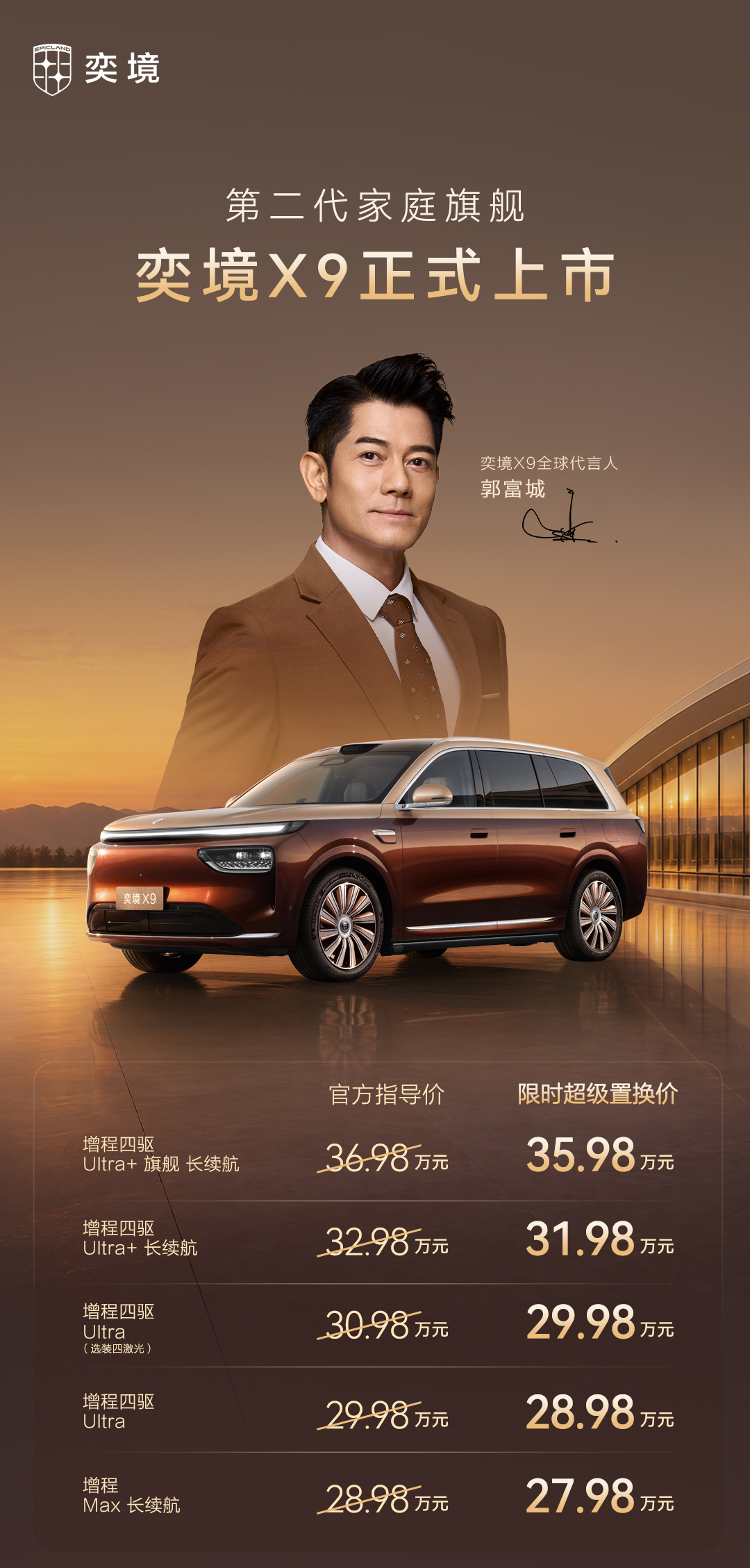 今天，奕境X9 上市，正式价格比预售期低了2万元。奕境是东风和华为合作的“境”系