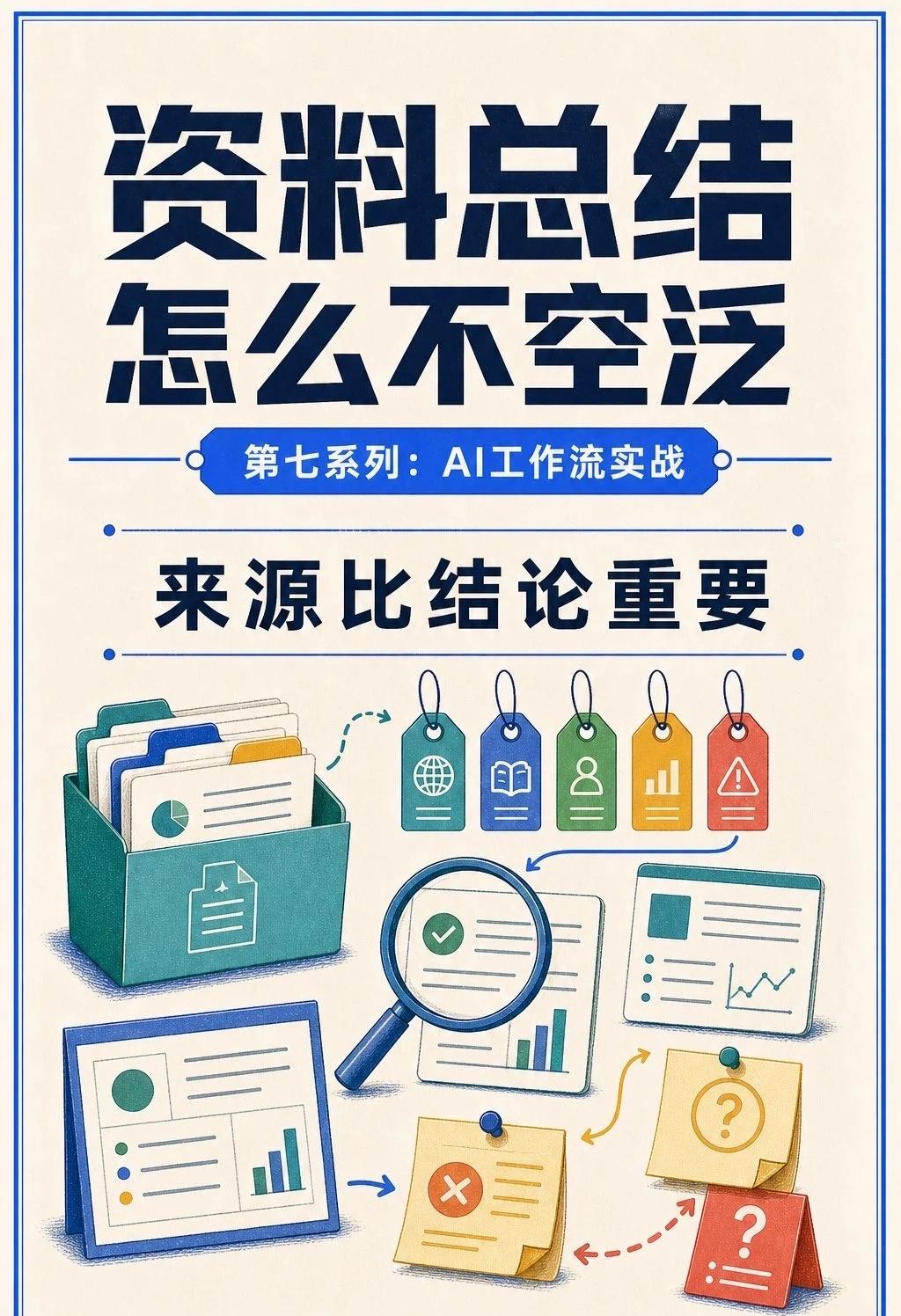 Workflow｜资料总结怎么不空泛
资料总结不要只让 AI 概括一遍。更实用的