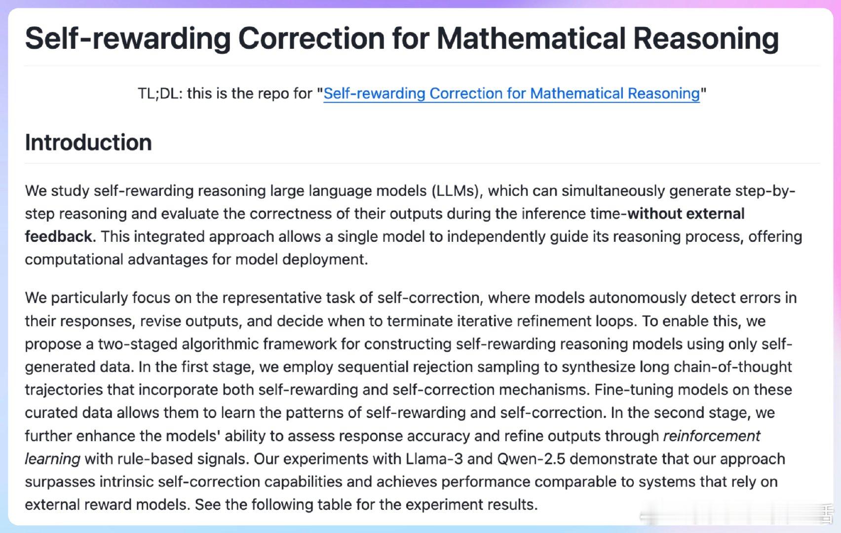 【Self-rewarding-reasoning-LLM：训练能自我奖励推理的