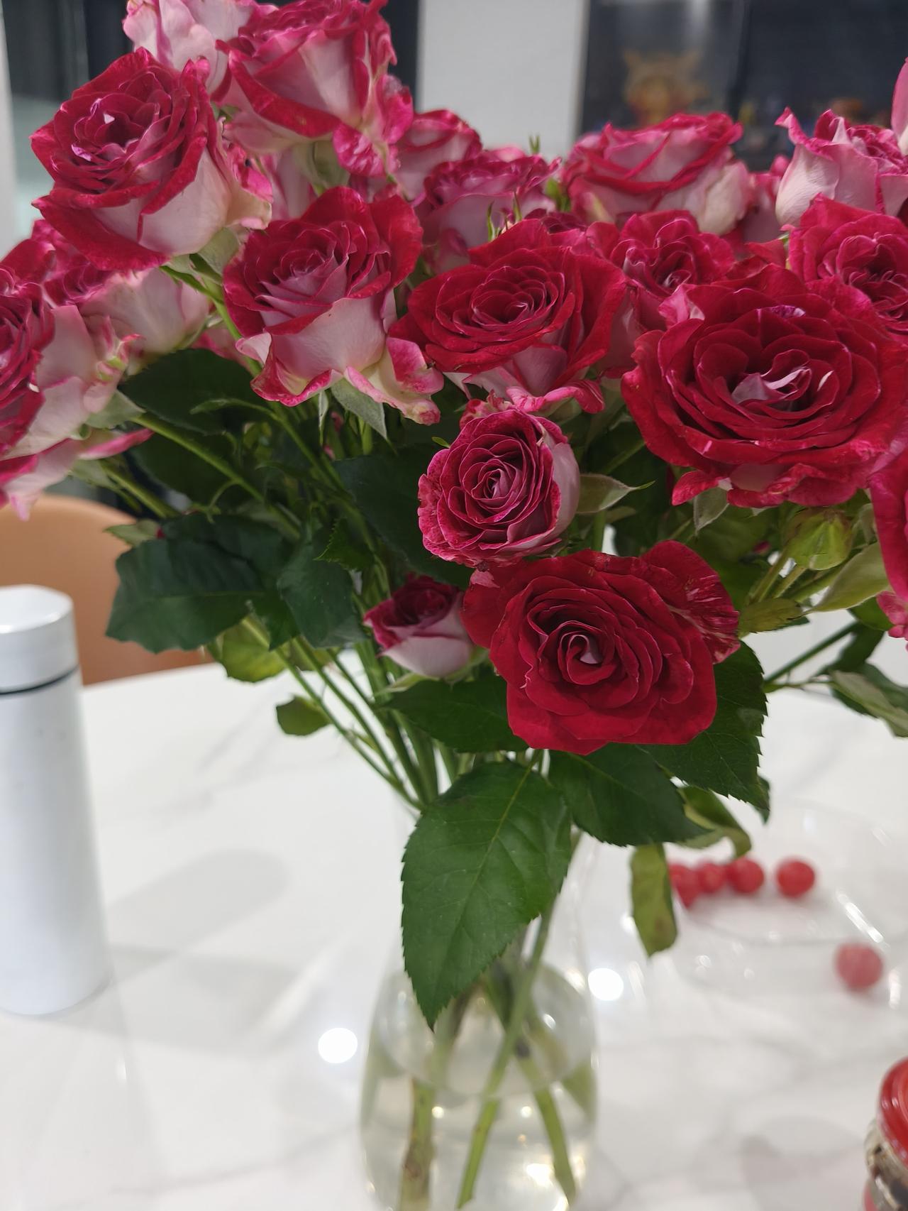 粉嫩玫瑰与深红玫瑰的浪漫碰撞，为生活增添一抹柔情。🌹💕