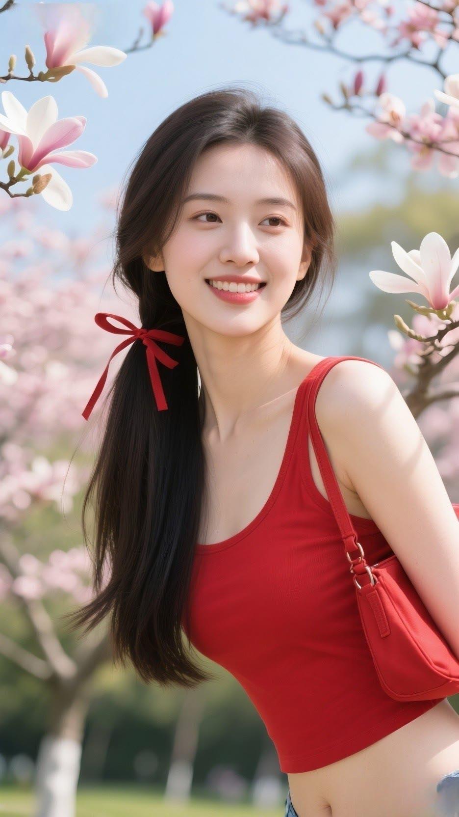 春日暖阳下，笑靥如花，粉樱盛开，少女心满满🌸😊