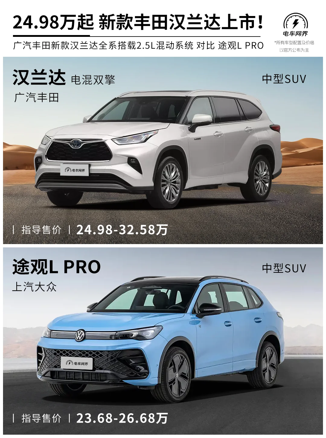 24.98万新款广丰汉兰达智能电混双擎
