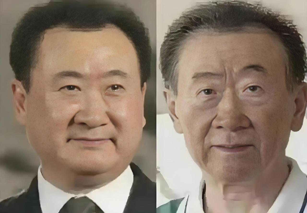 与68岁已满头白发的许家印比，72岁的王健林的头发明显稀疏。
相较年轻时，满脸皱