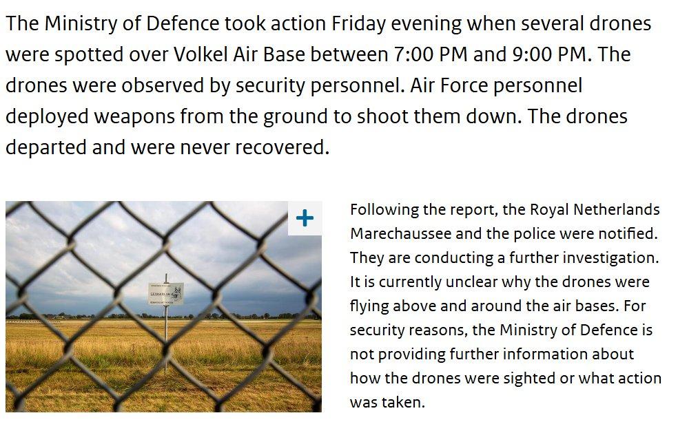 突发快讯：荷兰空军向沃尔克尔空军基地上空的无人机开火！