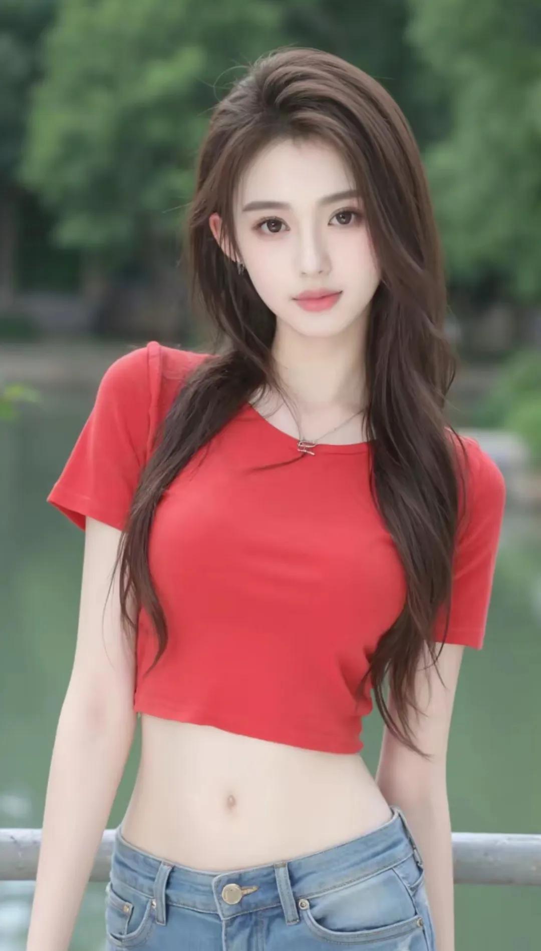 夏日红衣少女，清新自然，活力满满！🌞👗💃纯情妹子火辣辣 活力萌少女 纯情甜