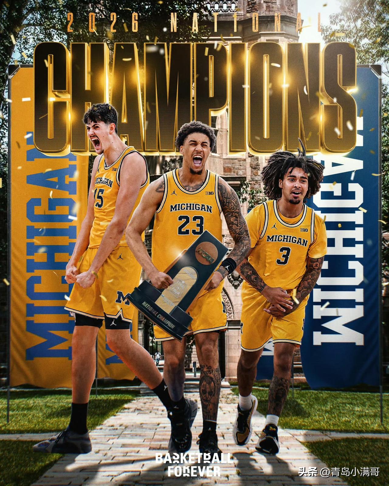 密歇根五虎！！！疯狂三月大结局，密歇根击败康涅狄格获NCAA冠军！

NCAA疯