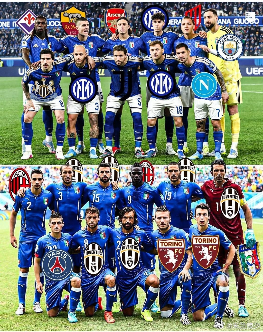 意大利本次世界杯出局的首发阵容与上一次参加世界杯阵容对比：一是多了很多在海外联赛