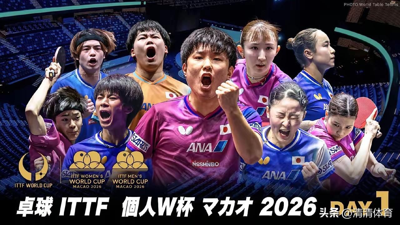 日本队世界杯海报全员“张牙舞爪”，活脱脱一副进村挑衅的模样。
张本智和稳居C位，