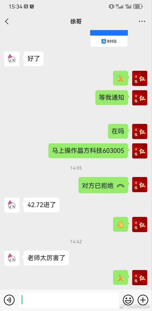 今天布局的晶方科技股603005尾盘强势拉升涨，大家说明天有🥩吃吗？ 