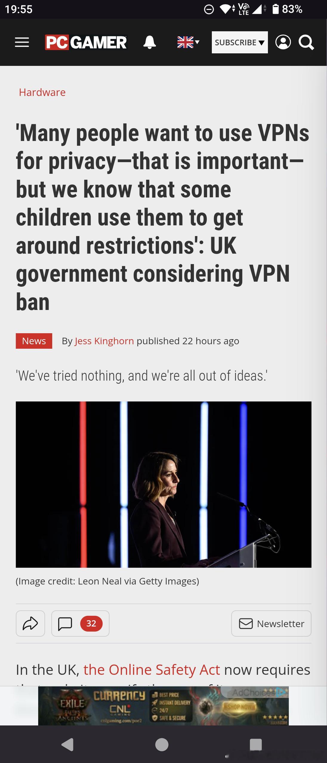 英国为了效仿澳大利亚禁止亲少年使用SNS之后，英国考虑进一步限制或禁用VPN，来