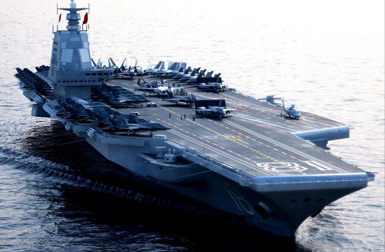 这就是跨越式发展，中国核动力航母排水量可能会在11至13万吨之间，有4条电磁弹射