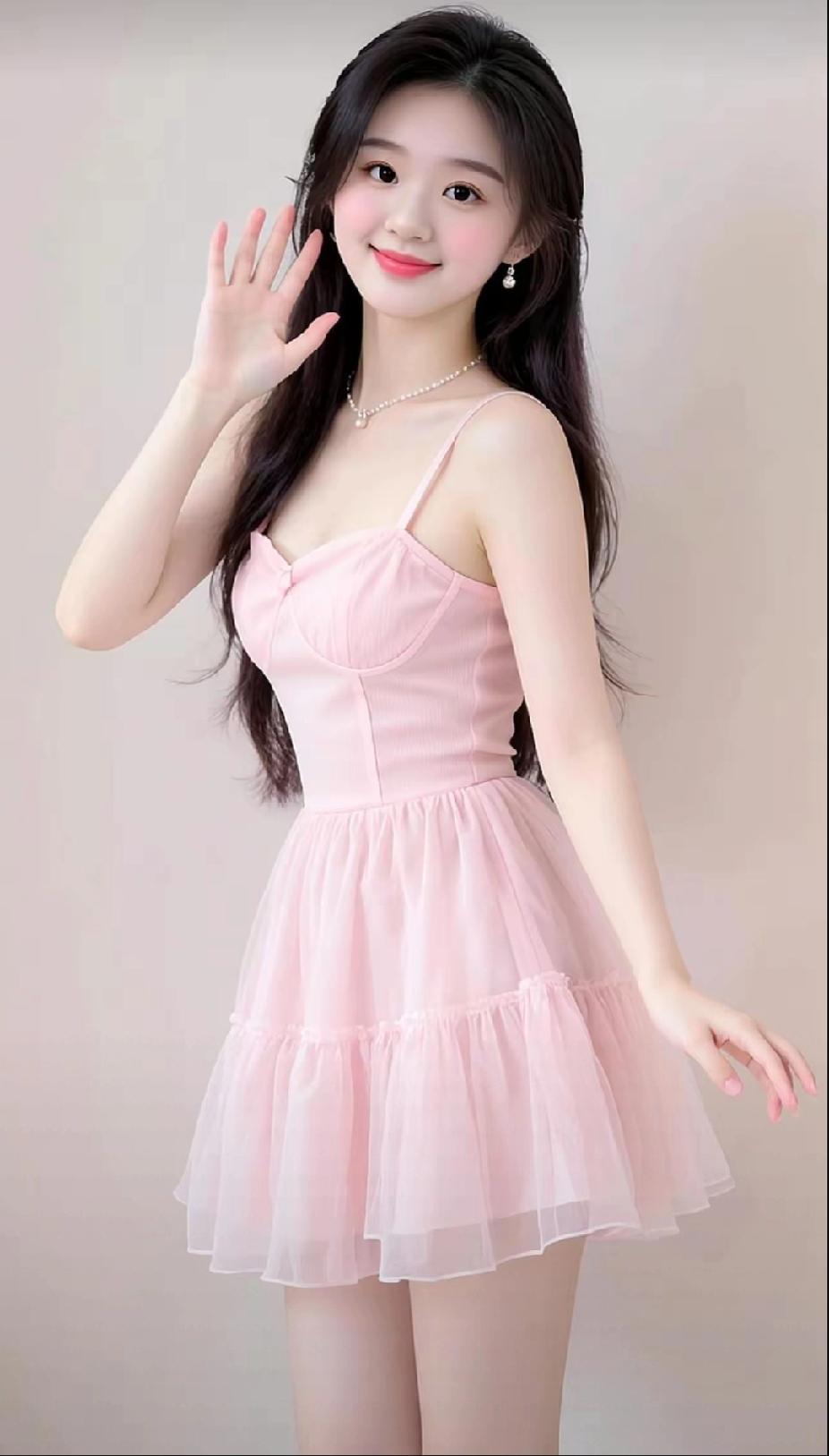 甜美粉色连衣裙，少女心满满，快来一起打卡！