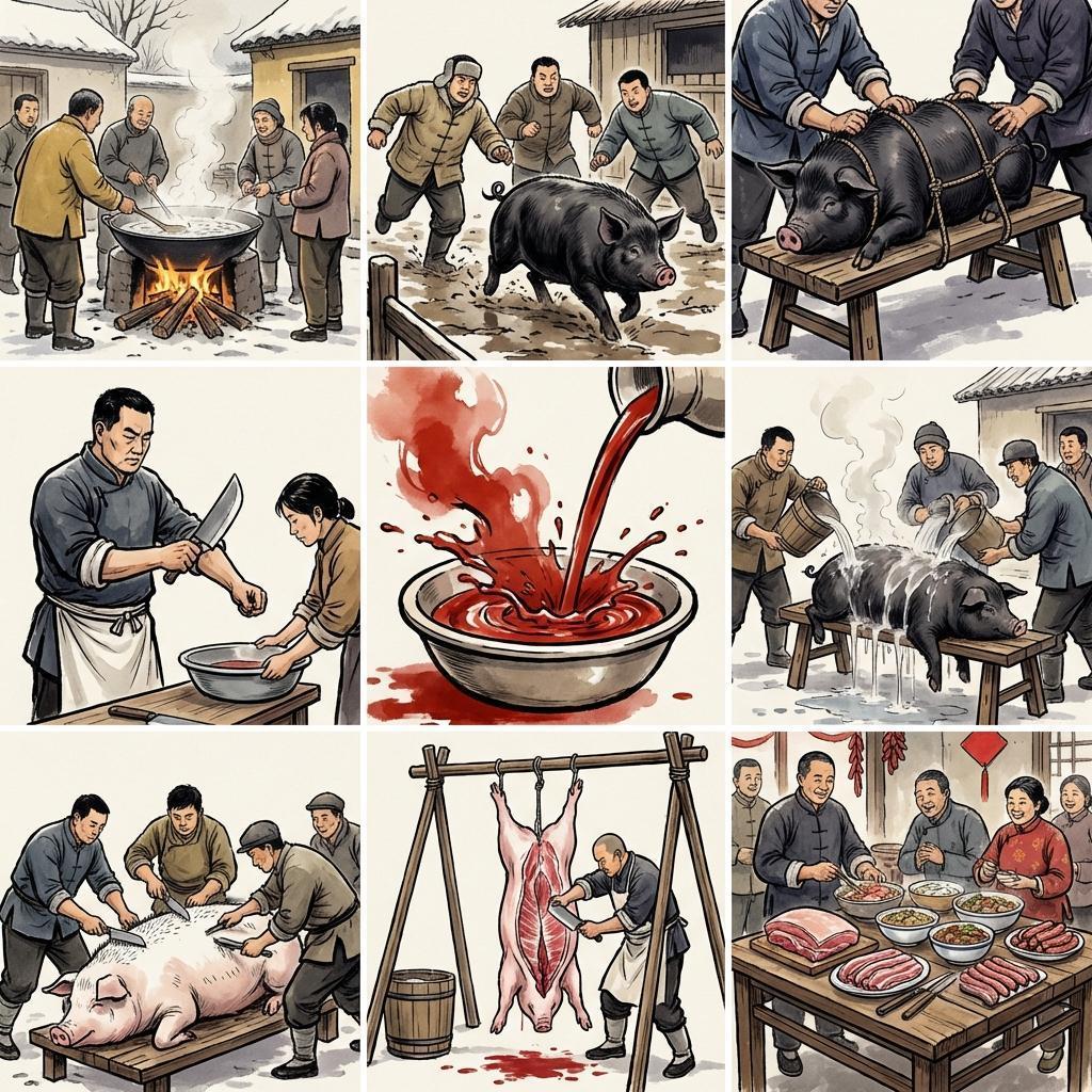 用AI 制作杀年猪的连环画，效果还不错，命令行给你们准备好了，你只要做复制粘贴运