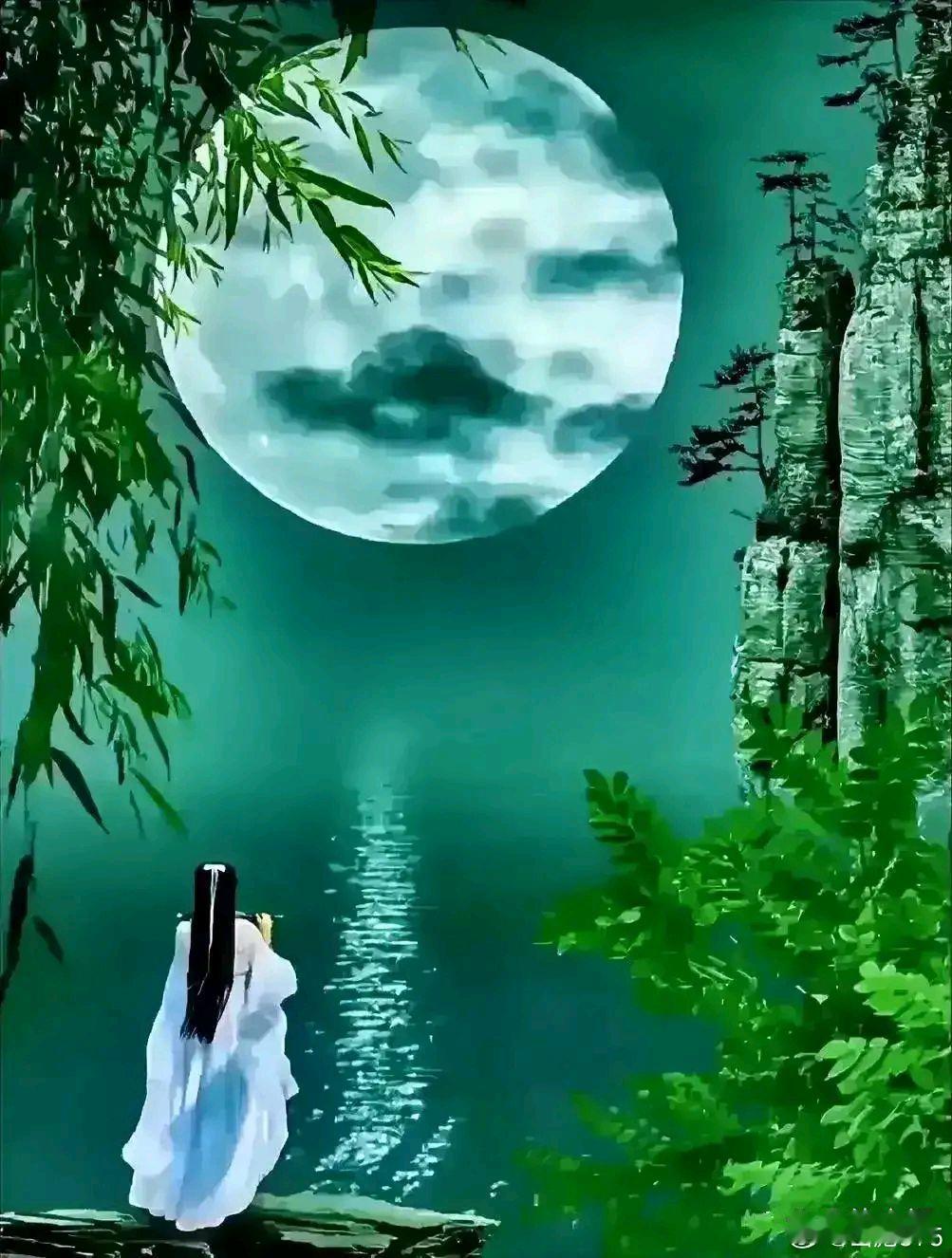 银河畔山彪弯月作舟银河畔，支灶烈焰熬璀璨。熬出精华做航饭，喝上一碗身璀璨。身熠千