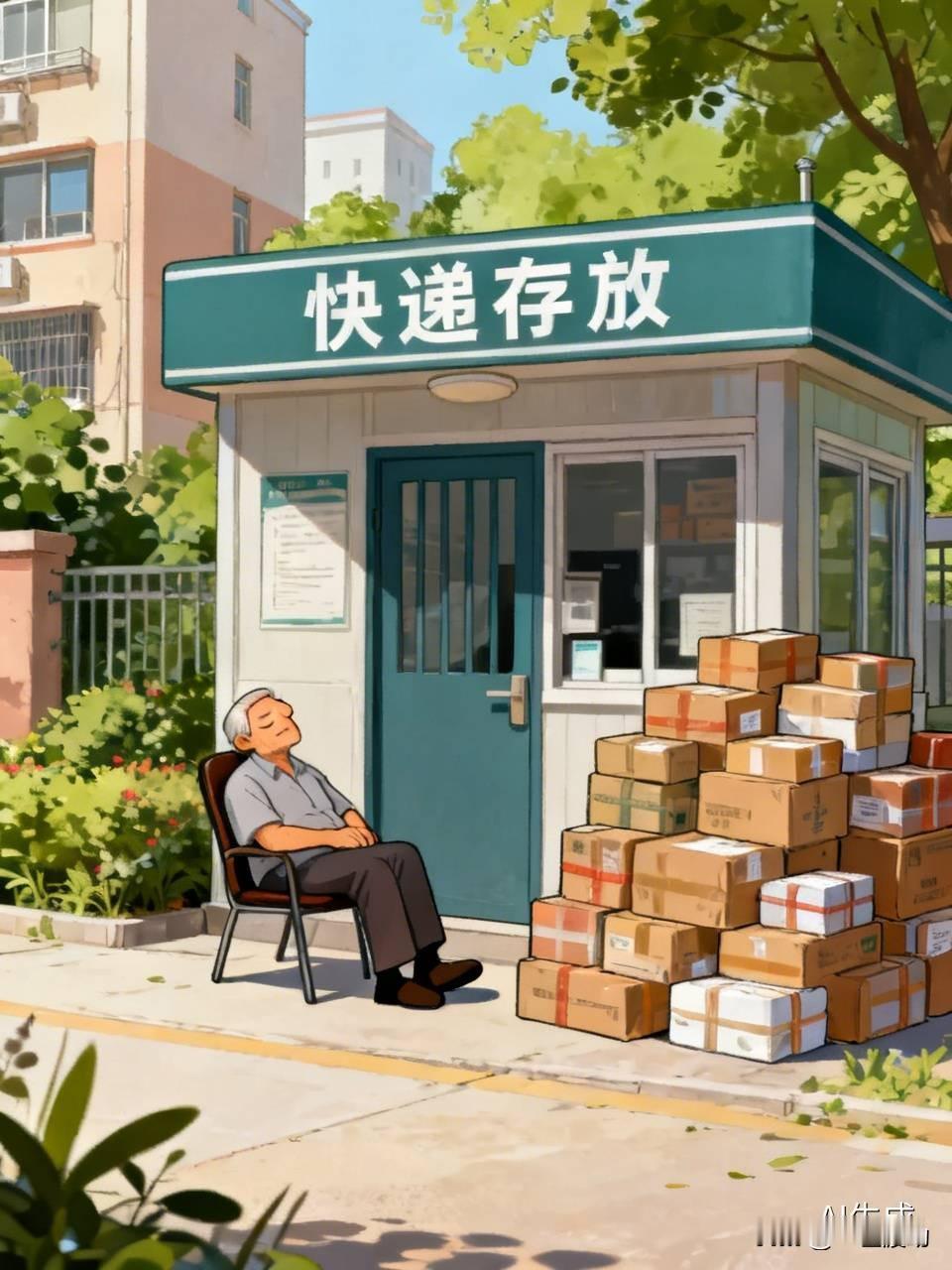 因为快递存放的事情，小区已经换了一个看门老大爷，现在这位眼看也快撑不住了。
开始