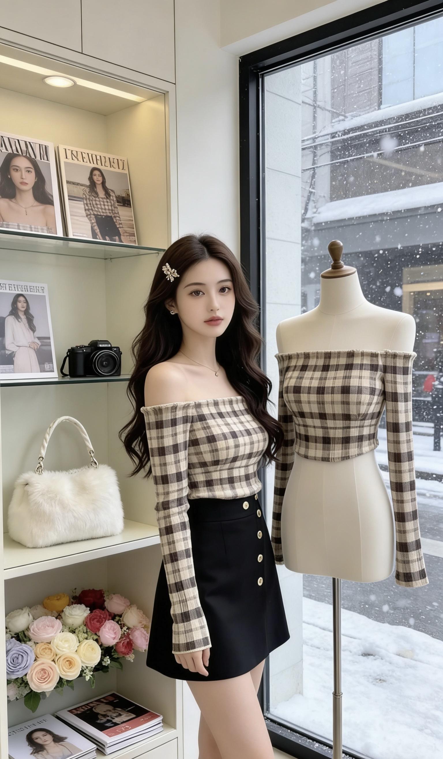 上衣 一字肩上衣 一字肩 上衣穿搭 纯欲风穿搭