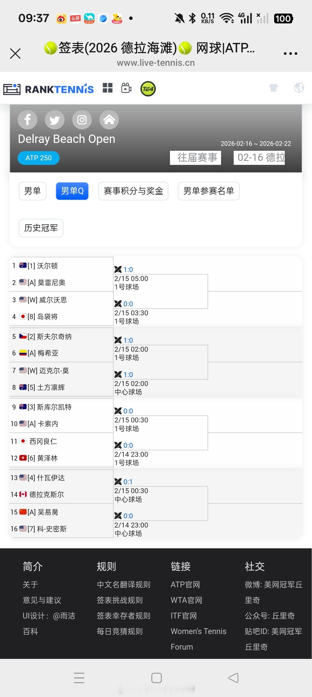 【德拉海滩ATP250】资格赛签表吴易昺🇨🇳 vs 史密斯🇺🇸资格赛赢一