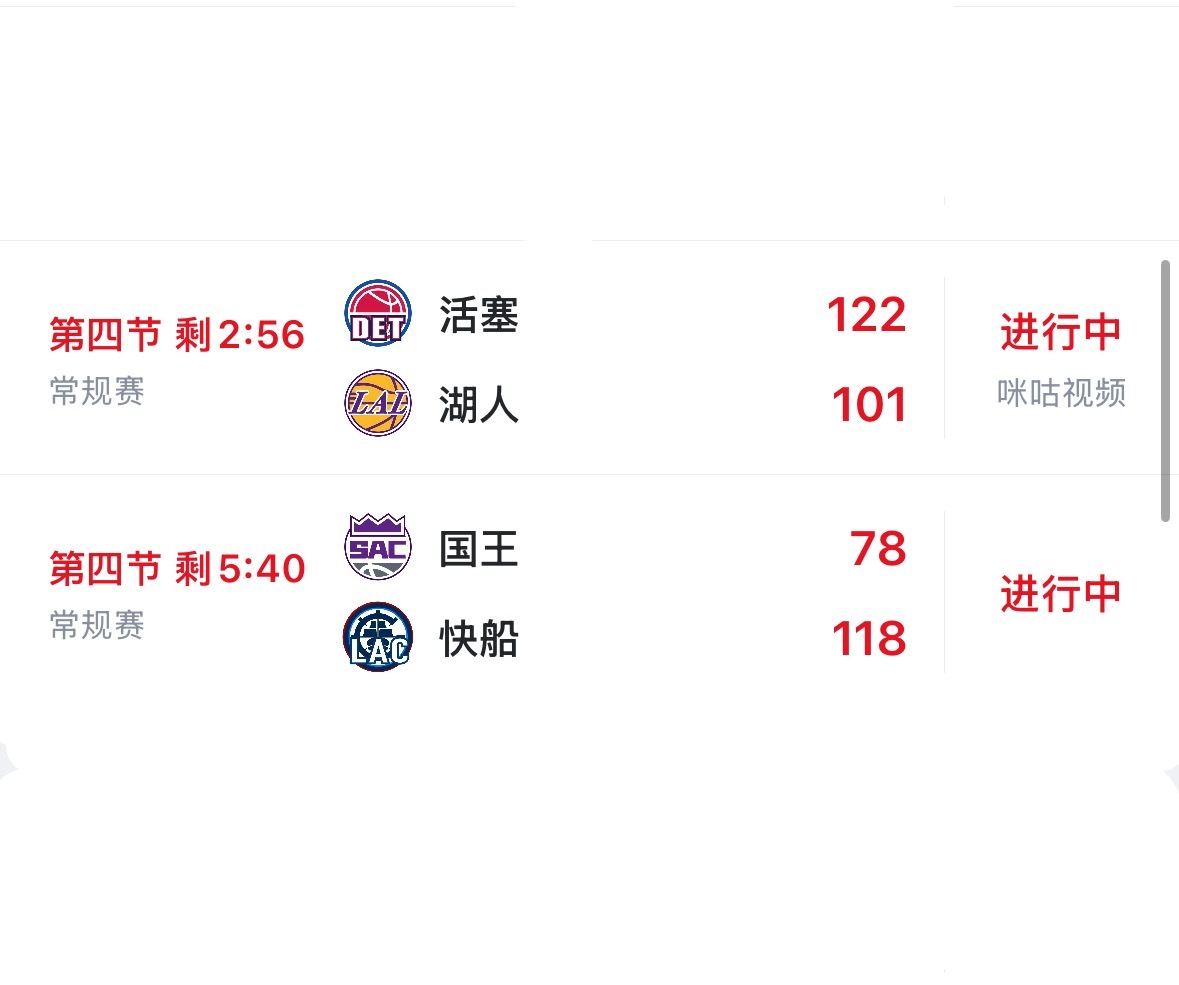 快船今天五连胜 湖人第四节崩盘太快输给活塞 