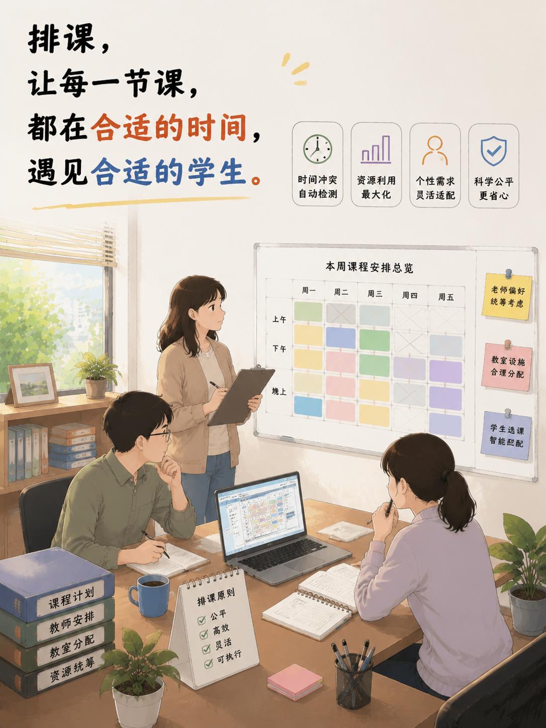 前两年纯靠手工排课，只顾着把课程塞进表格，完全忽略适配问题。
主科全部堆在下午、