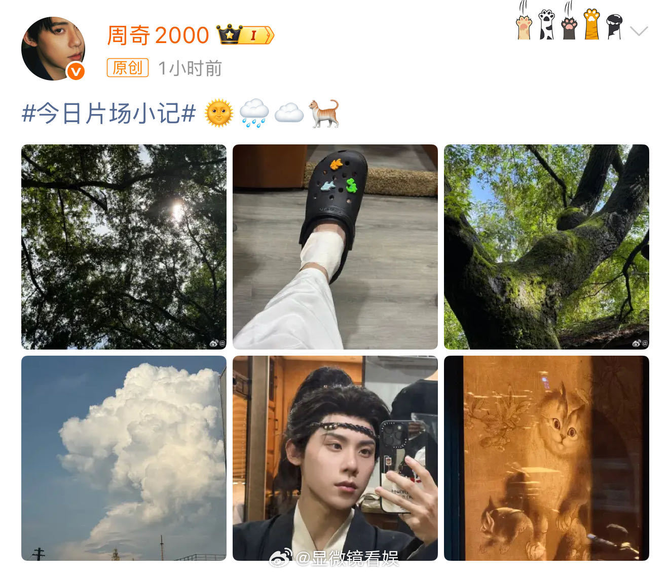 周奇点苍对镜自拍 终于等到了周奇的新鲜剧组日常，咱们就是说，点苍真的很帅啊！大可