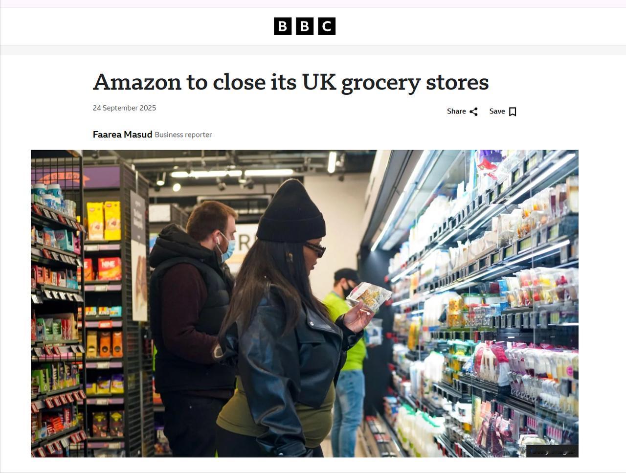 亚马逊无人值守AI便利店在英国也折戟沉沙：

【Amazon Go】亚马逊声称是
