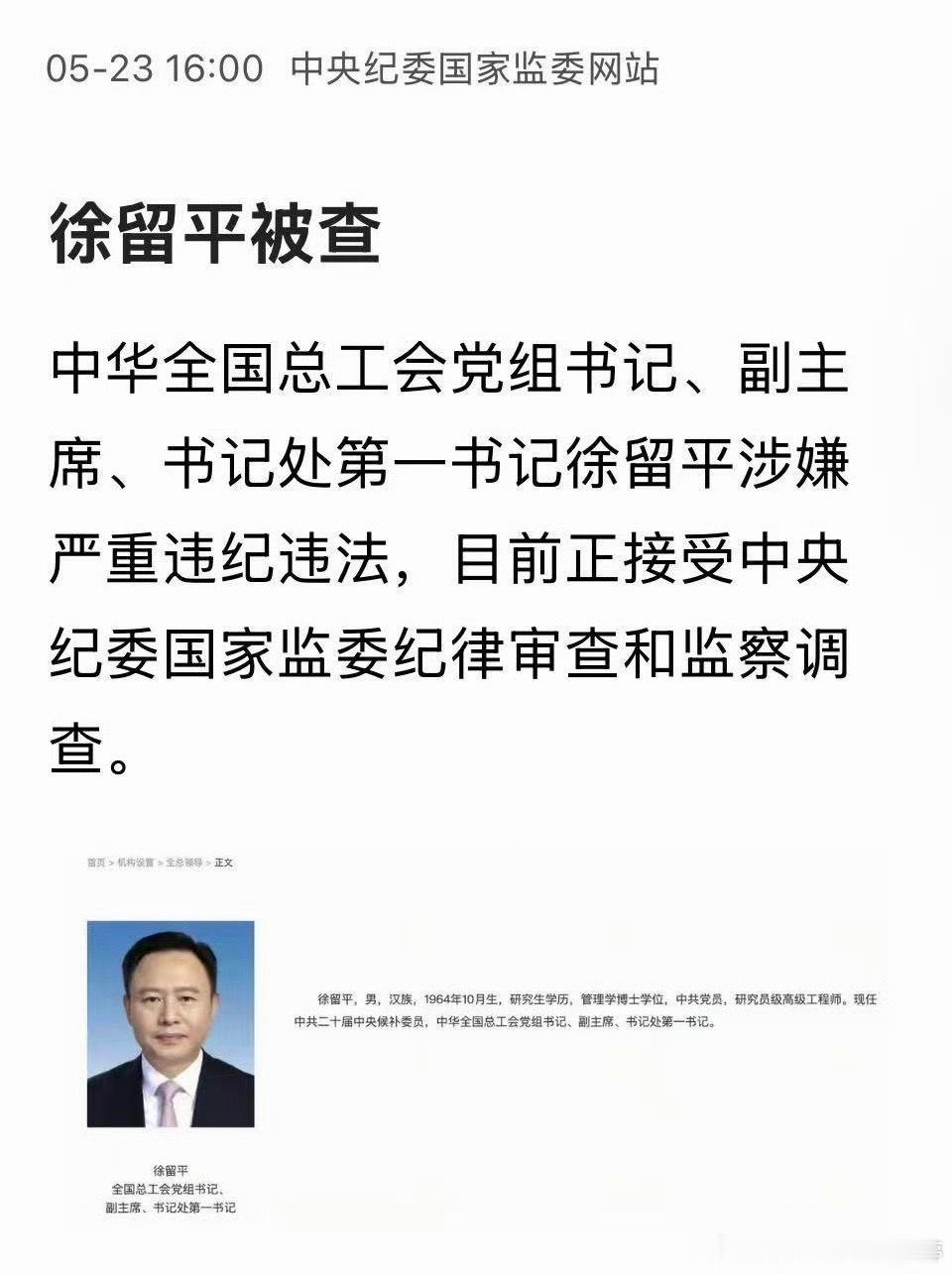 徐留平被查