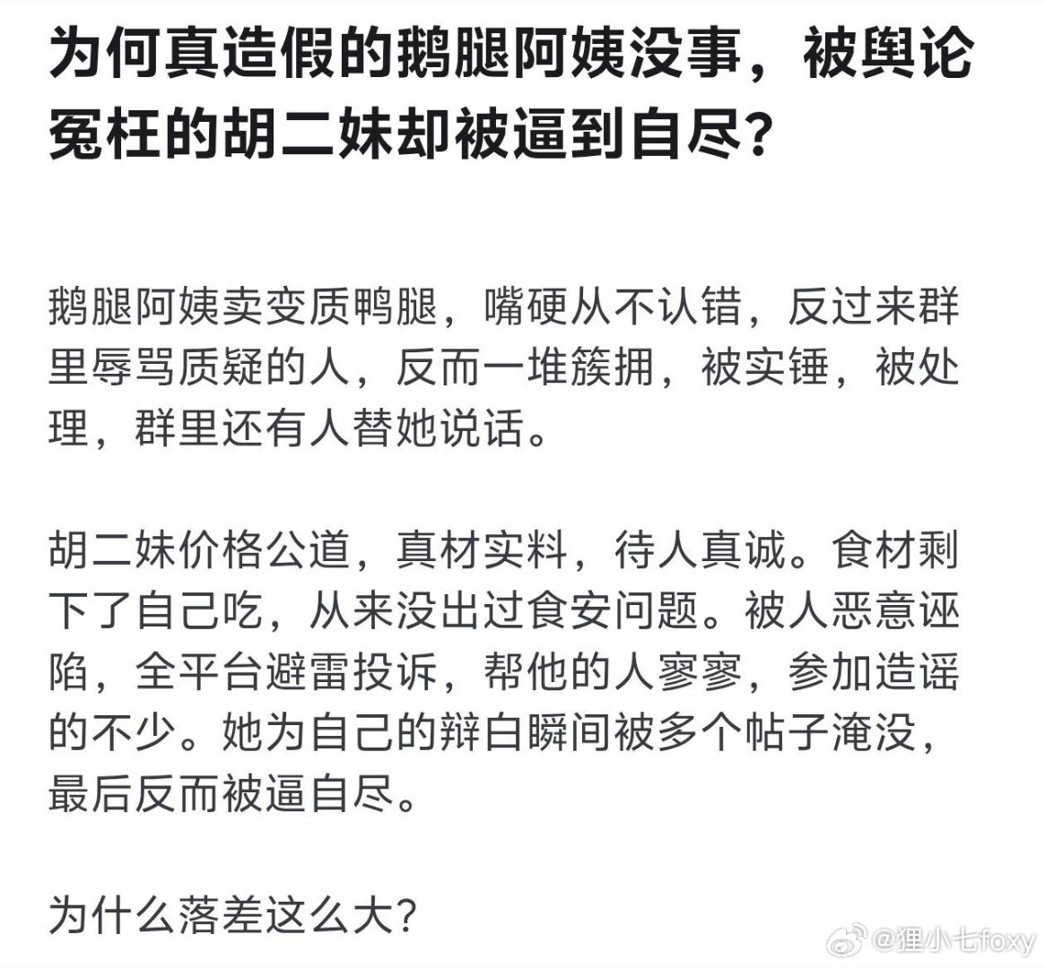 造假的鹅腿阿姨活得好好的，勤恳的炸菜胡二妹却被逼死？ ​​​