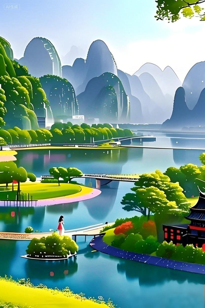 我在头条晒家乡 我要在头条好好晒晒我的家乡桂林。那桂林山水公园的晨曦，简直绝了！