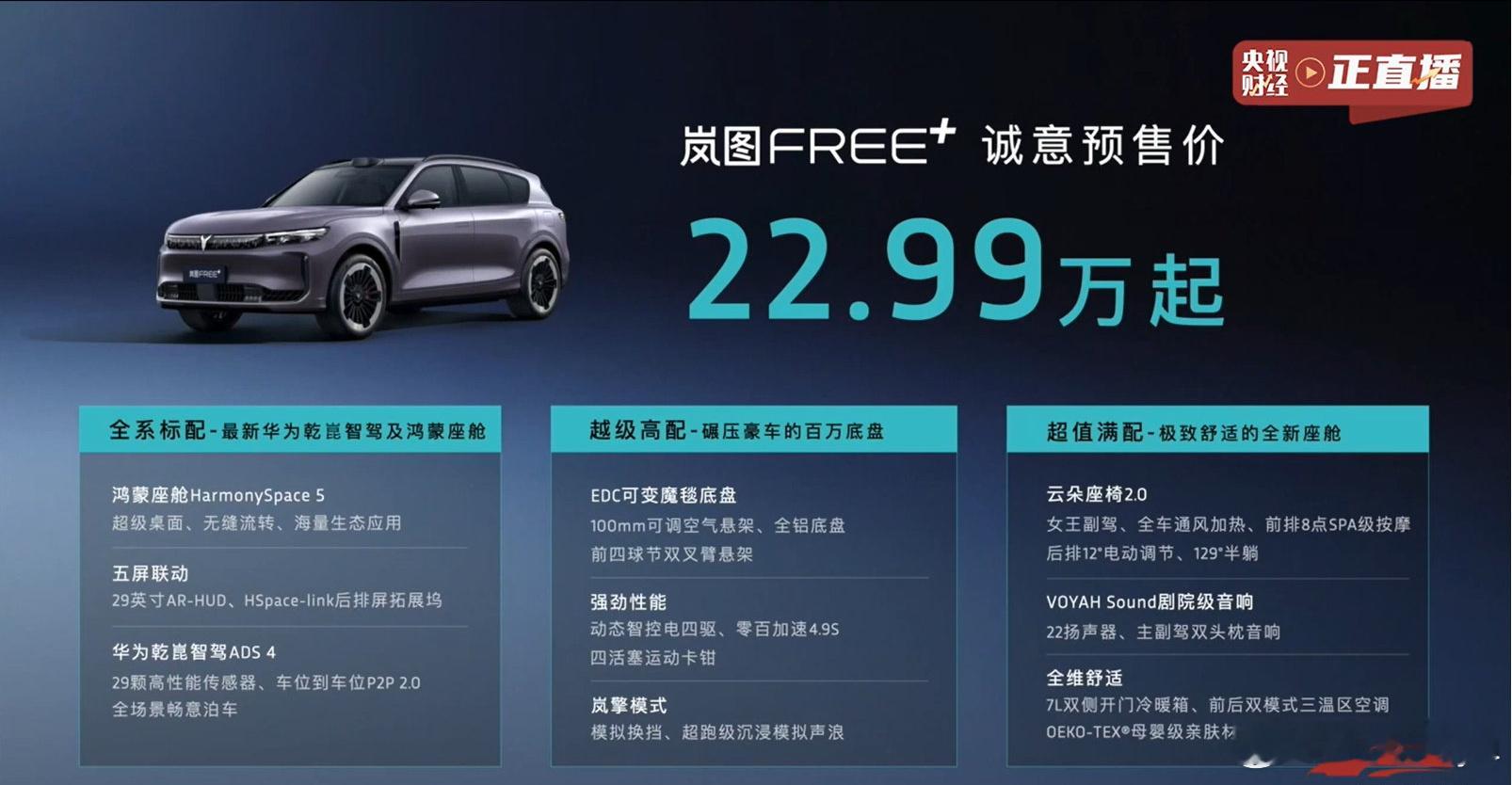 22.99万起，岚图FREE+全系标配华为乾崑智驾ADS 4与鸿蒙座舱5，暴雨夜