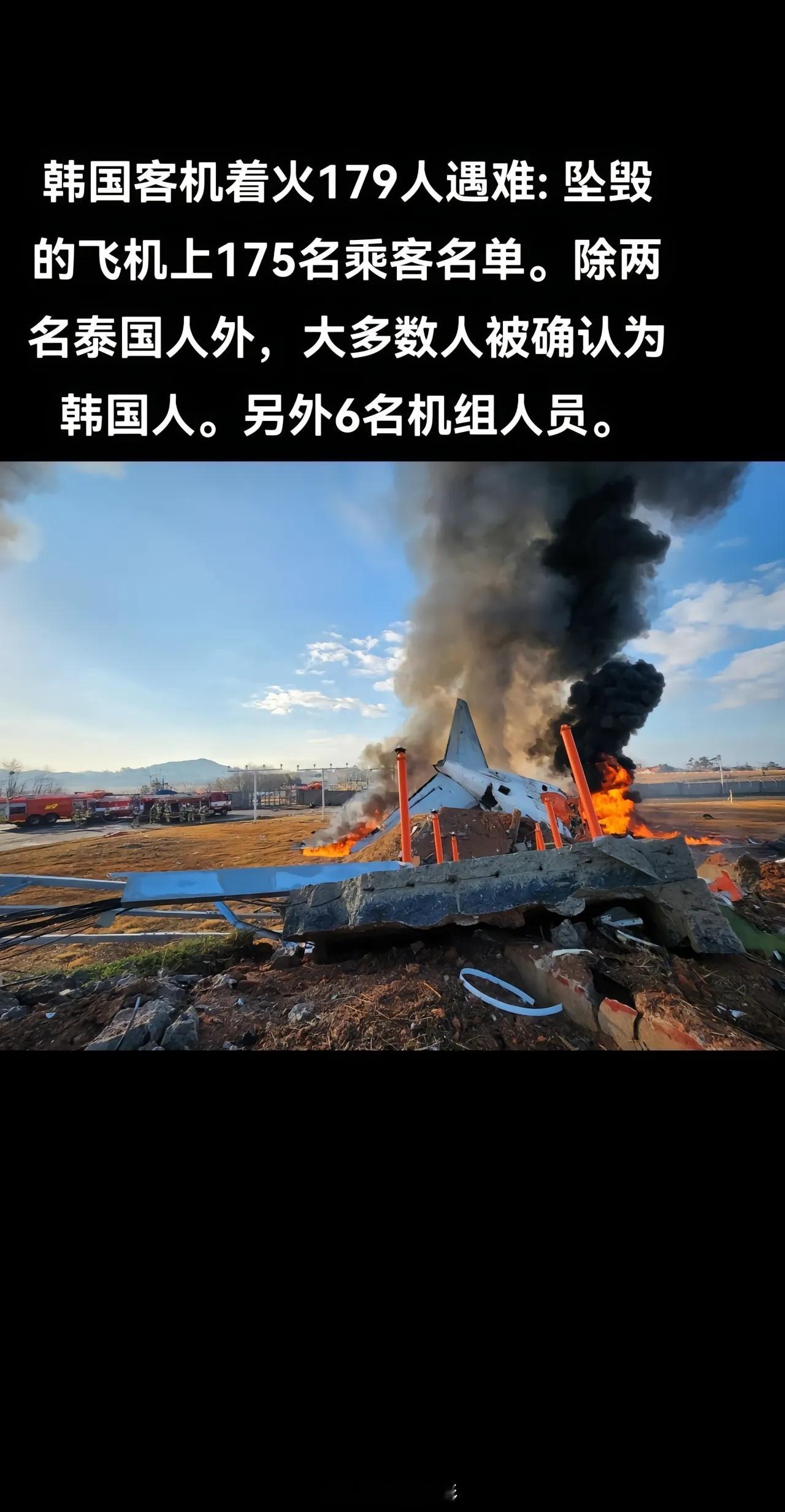韩国客机着火179人遇难 飞机只剩尾巴，181人中80人确认死亡，99人失踪，2