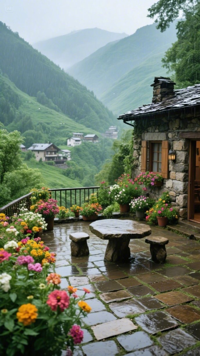 雨后的山村，空气如洗 … 