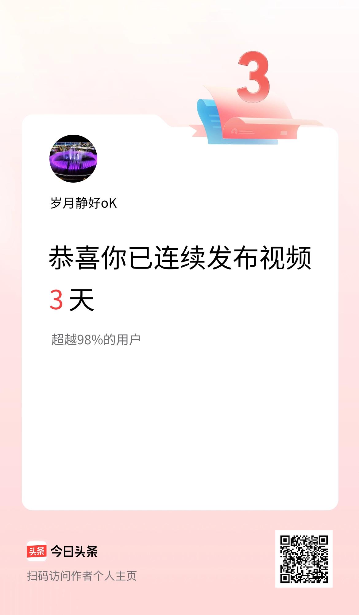 我在头条连续视频投稿3天