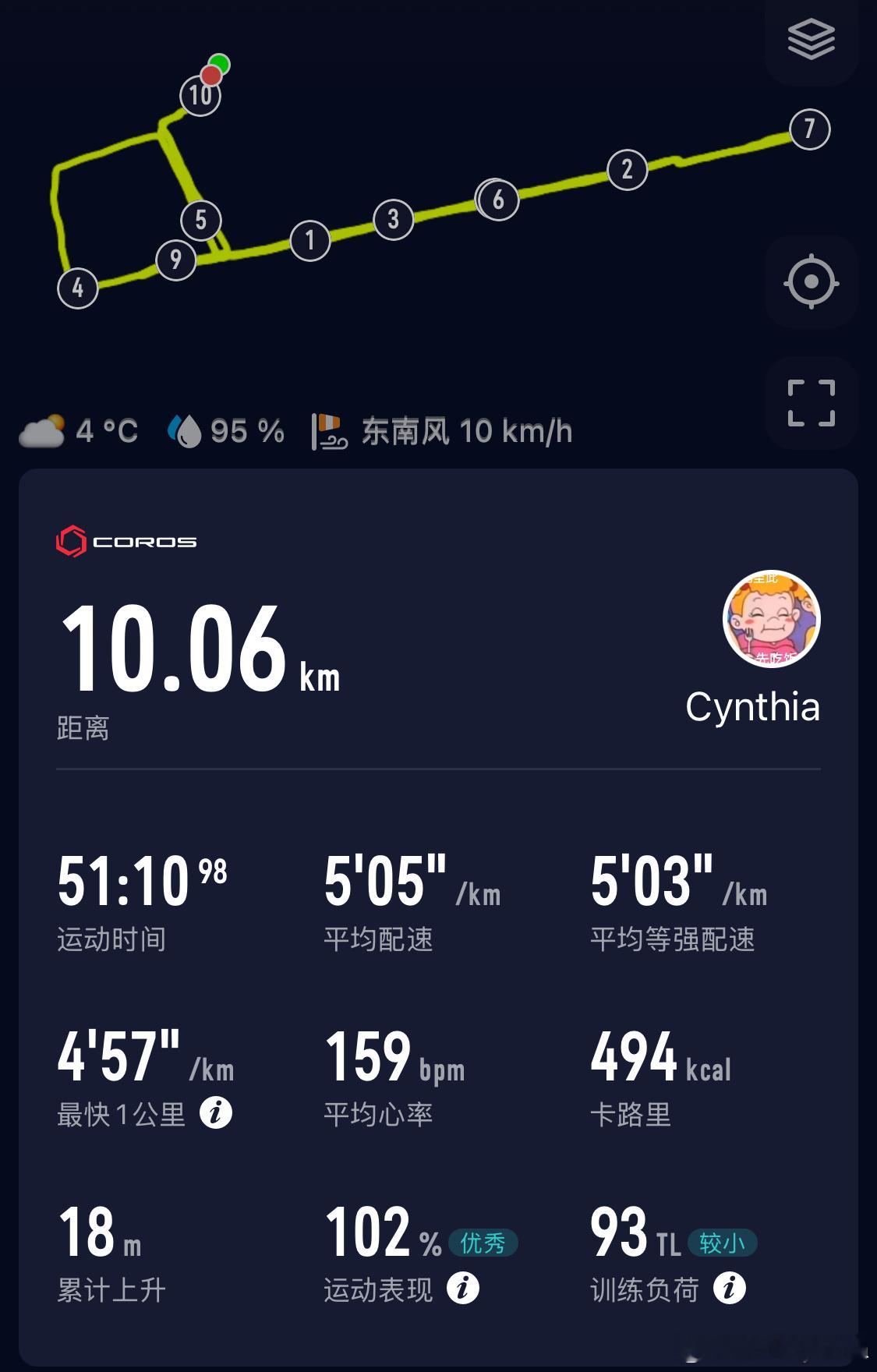 跑步[超话]   今日份有氧！算是保住了“日均10k”的记录[比耶]  