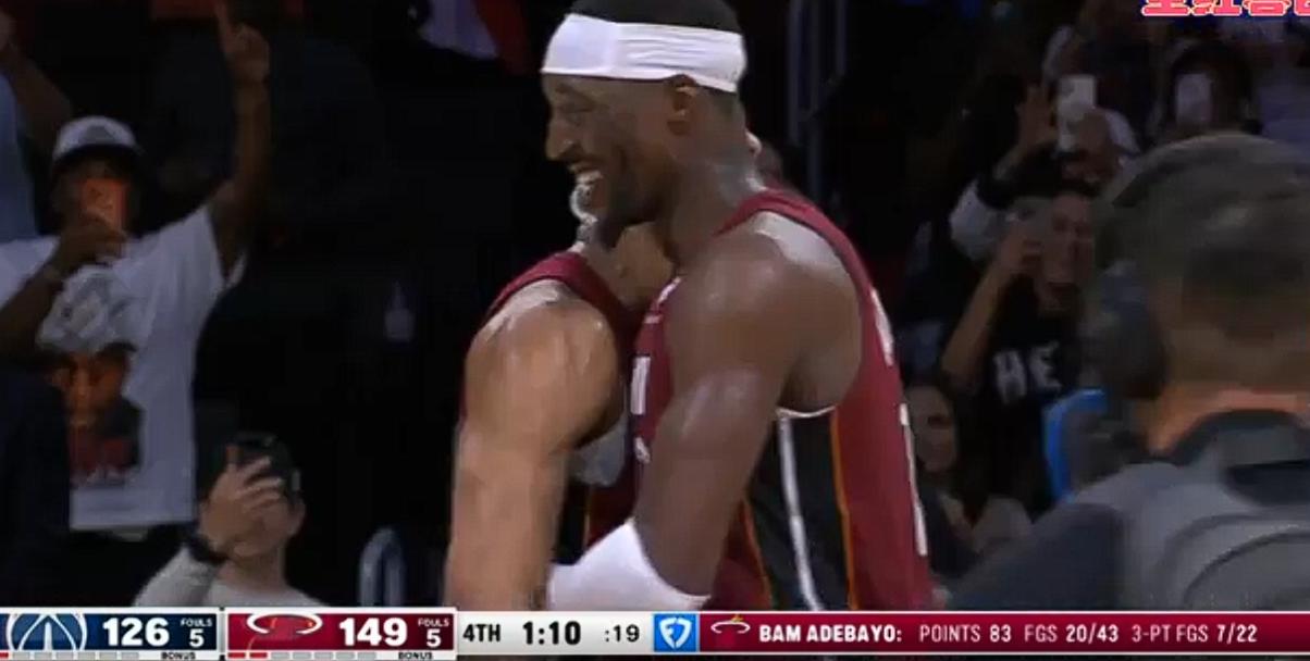 时隔20年，又有NBA球员得分突破80分，热火队的阿德巴约今天在对阵奇才队的比赛