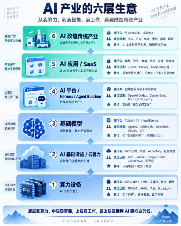 AI六层赛道各有赚钱门道，华为布局居然覆盖全链条？