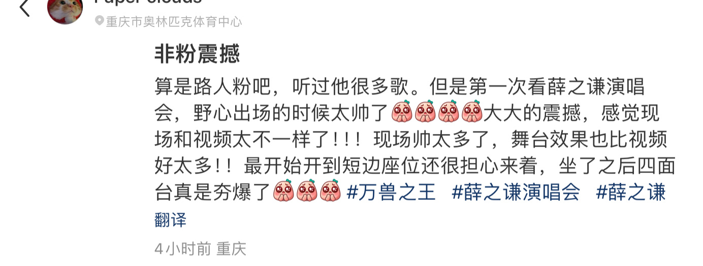 薛之谦演唱会薛之谦万兽之王巡回演唱会 重庆路评：看到薛重回舞台的那一瞬间，仿佛他