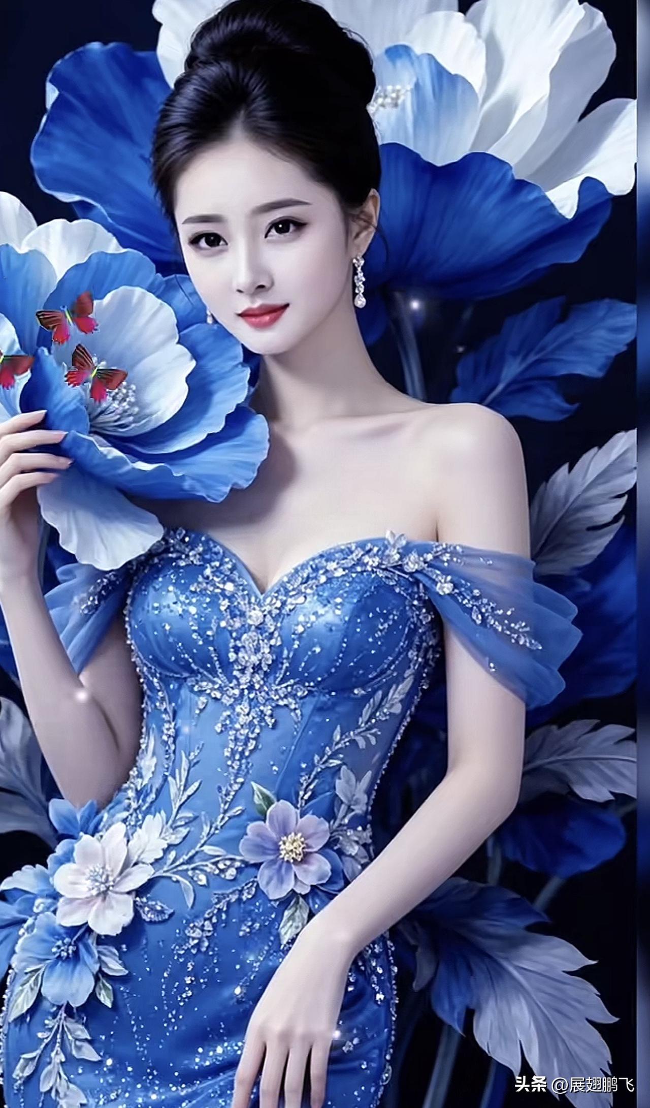 花间美人，蓝衣似月。古典汉服美人 淡雅蓝裙照 绿裙花间 淡雅蓝裙照 绿裙花间 绿