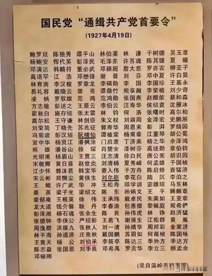 隔了21年的两份名单

图一，1927年4月19日，蒋介石成立南京国民政府的第二