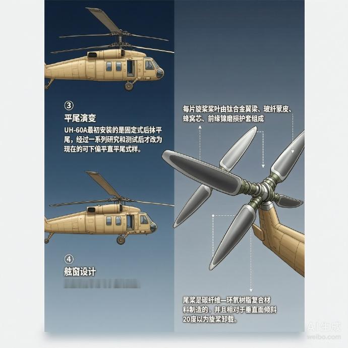 军事ai新视野 UH-60“黑鹰”通用运输机［美］机长：15.27米主旋翼直径：