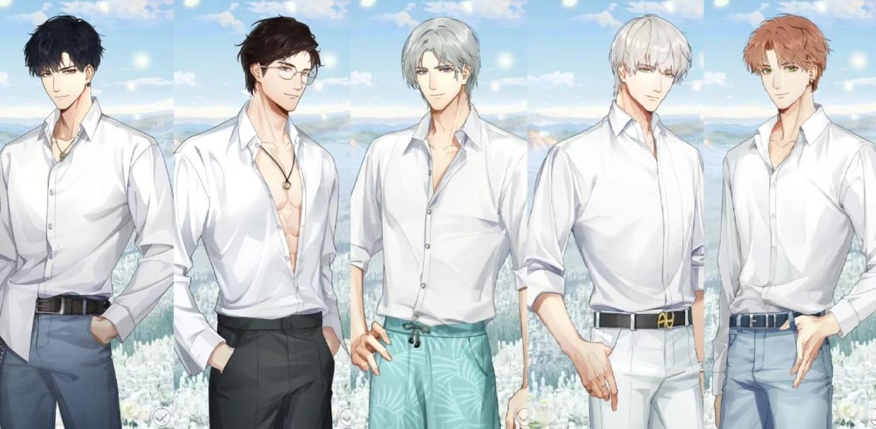 圈外人请进，哪位白衬衫是你的心动男嘉宾？从左到右依次是萧逸-陆沉-查理苏-齐司礼