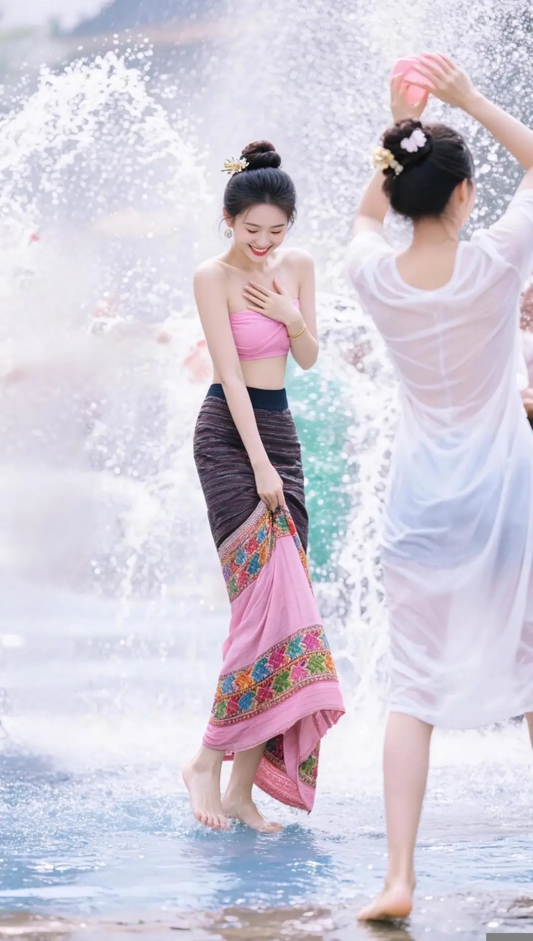 AI泼水生活照 ai创作