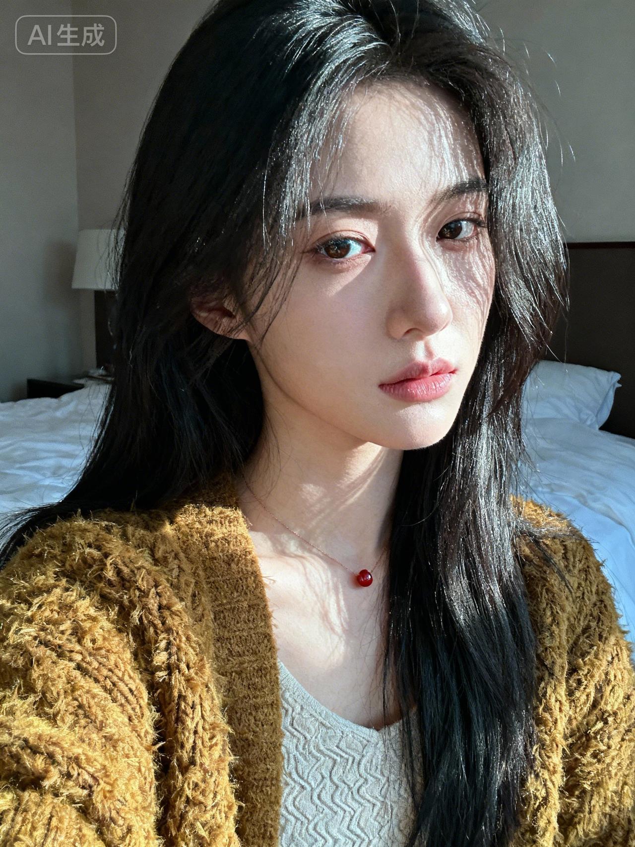 这女孩看起来有点累，头发乱乱的。美女人像群 凉风吹散的头发