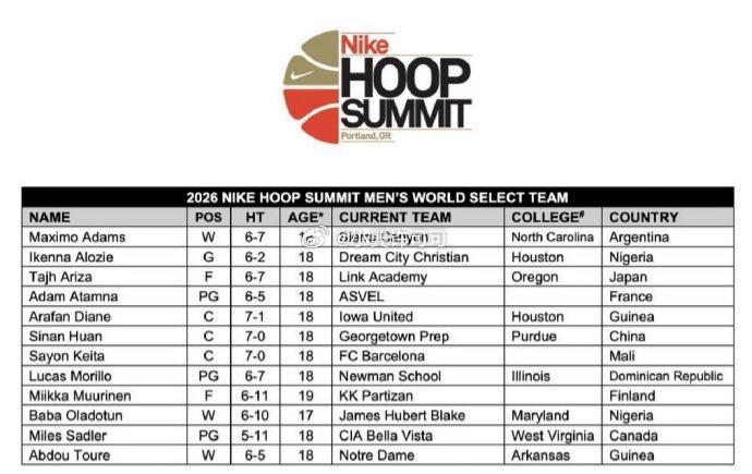 2026 年耐克篮球峰会世界青年队里共有3位中锋，介绍一下郇斯楠的两位竞争对手，