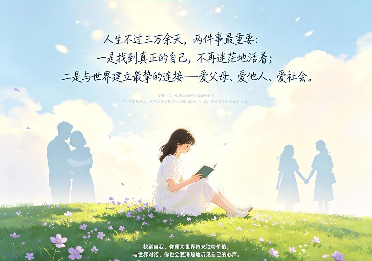 人生不过三万余天，两件事最重要：一是找到真正的自己，不再迷茫地活着；二是与世界建