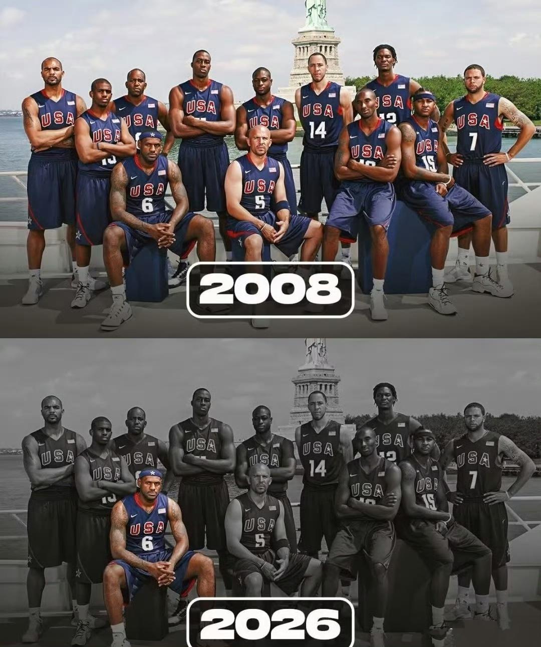 同龄以上的球星都退役了，孤独的詹姆斯。

哪怕是比他小的雷霆三少都很老了。

杜