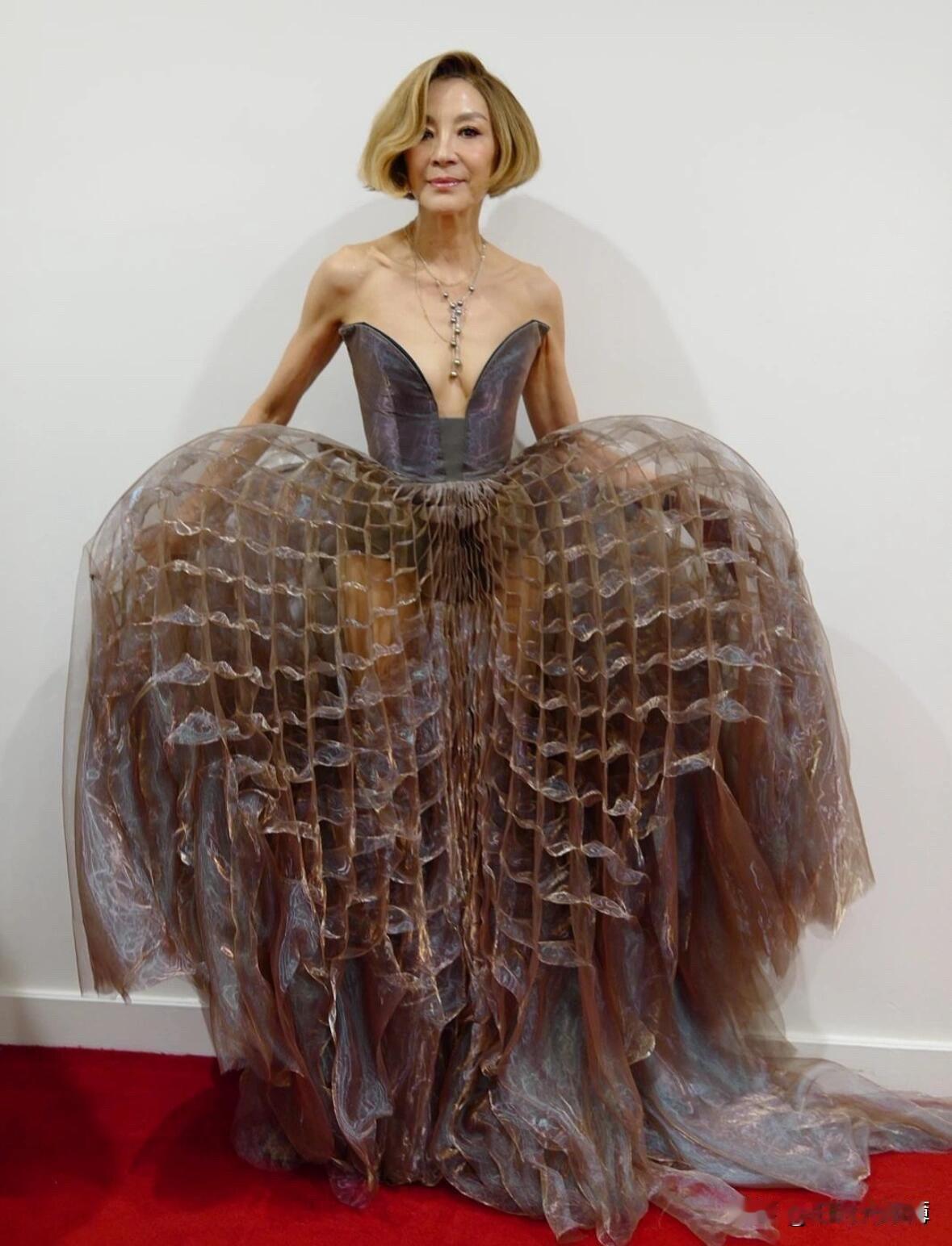 杨紫琼红毯礼服神似“羊肚菌”，大中午的都给我看饿了～～

杨紫琼这次的造型属实是