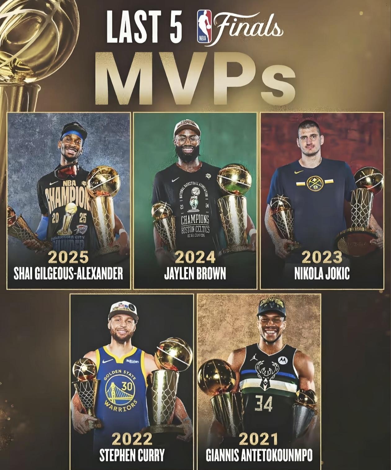 最近五年NBA百花齐放，连总决赛MVP都是五个位置！

组织后卫库里。
得分后卫