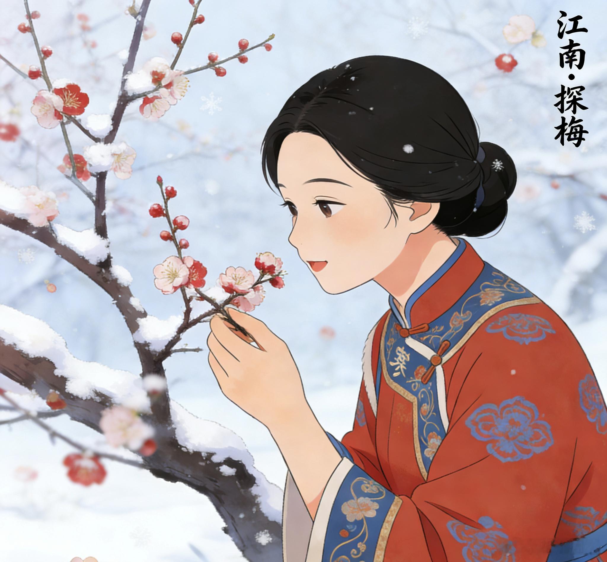 雪未消，梅已开，江南小寒日，寻梅踏香正当时。 