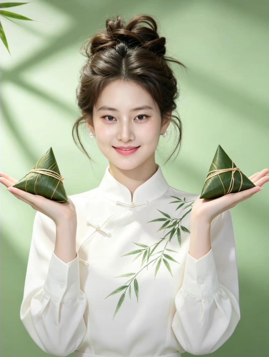 竹叶包裹香，美人笑语长。