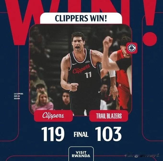 快船官方真是太有人情味了！在今天快船客场以119：103大胜开拓者的赛后，快船官